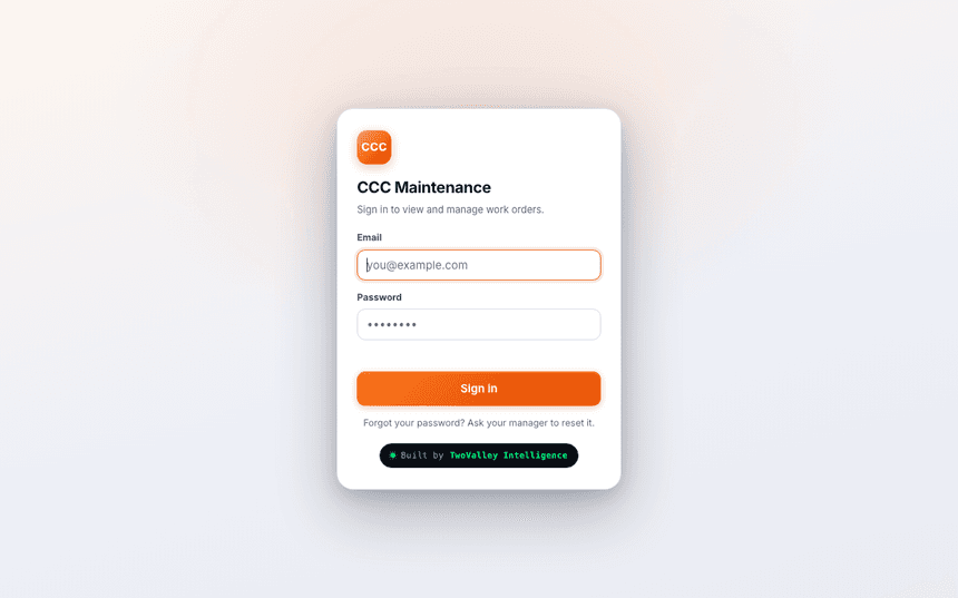 Screenshot of CCC Maintenance
