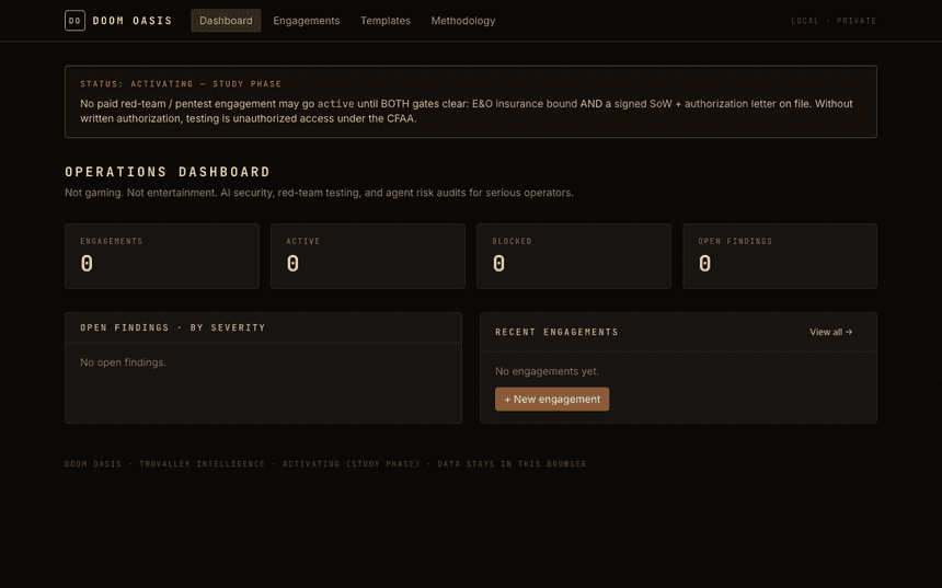 Doom Oasis operations dashboard